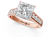 Rose gold Princess Brilliant Channel-Set Solitaire Ring with Four-Prong Setting_21