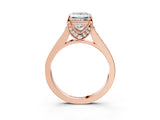 Rose gold Princess Brilliant Cut Diamond Engagement Ring with Pavé Band and Four-Prong Setting_64