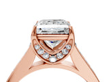 Rose gold Princess Brilliant Cut Diamond Engagement Ring with Pavé Band and Four-Prong Setting_65