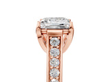Rose gold Princess Brilliant Cut Diamond Engagement Ring with Pavé Band and Four-Prong Setting_66