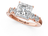 Rose gold Princess Brilliant Cut Diamond Five-Stone Prong Set Engagement Ring with Channel Band_24