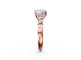 Rose gold Princess Brilliant Cut Diamond Five-Stone Prong Set Engagement Ring with Channel Band_25