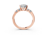 Rose gold Princess Brilliant Cut Diamond Five-Stone Prong Set Engagement Ring with Channel Band_26