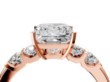 Rose gold Princess Brilliant Cut Diamond Five-Stone Prong Set Engagement Ring with Channel Band_27