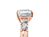 Rose gold Princess Brilliant Cut Diamond Five-Stone Prong Set Engagement Ring with Channel Band_28