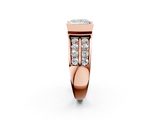 Rose gold Princess Brilliant Diamond Channel Set Wide Band Ring with Bezel Setting_22