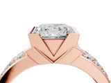Rose gold Princess Brilliant Diamond Channel Set Wide Band Ring with Bezel Setting_24