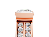 Rose gold Princess Brilliant Diamond Channel Set Wide Band Ring with Bezel Setting_25