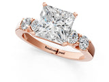 Rose gold Princess Brilliant Diamond Five-Stone Engagement Ring with Prong Setting on a Classic Band_16
