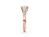 Rose gold Princess Brilliant Diamond Five-Stone Engagement Ring with Prong Setting on a Classic Band_17