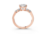 Rose gold Princess Brilliant Diamond Five-Stone Engagement Ring with Prong Setting on a Classic Band_18