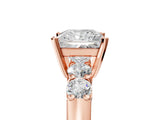 Rose gold Princess Brilliant Diamond Five-Stone Engagement Ring with Prong Setting on a Classic Band_20