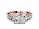Rose gold Princess Brilliant Diamond Pavé Band with Six-Prong Setting_11