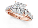 Rose gold Princess Brilliant Diamond Pavé Band with Six-Prong Setting_12