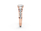 Rose gold Princess Brilliant Diamond Pavé Band with Six-Prong Setting_13