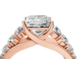 Rose gold Princess Brilliant Diamond Pavé Band with Six-Prong Setting_15