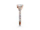 Rose gold Princess Brilliant Diamond Solitaire with Pavé Band and Four-Prong Setting 2
