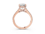 Rose gold Princess Brilliant Diamond Solitaire with Pavé Band and Four-Prong Setting 3