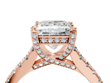 Rose gold Princess Brilliant Diamond Solitaire with Pavé Band and Four-Prong Setting 4