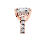 Rose gold Princess Brilliant Diamond Solitaire with Pavé Band and Four-Prong Setting 5
