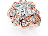 Rose gold Princess Brilliant Flower Halo Diamond Split Shank Ring_76