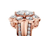 Rose gold Princess Brilliant Flower Halo Diamond Split Shank Ring_80