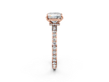 Rose gold Princess Brilliant Pavé Band Solitaire with Four-Prong Setting_30