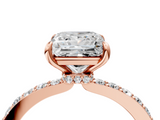 Rose gold Princess Brilliant Pavé Band Solitaire with Four-Prong Setting_32
