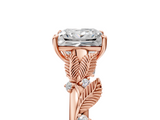 Rose gold Princess Brilliant Solitaire with Leaf Motif Band and Four-Prong Setting_101
