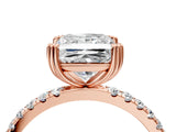 Rose gold Princess Brilliant Solitaire with Pavé Band and Claw Prong Setting_11