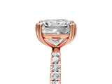 Rose gold Princess Brilliant Solitaire with Pavé Band and Claw Prong Setting_12