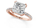 Rose gold Princess Brilliant Solitaire with Pavé Band and Claw Prong Setting_8