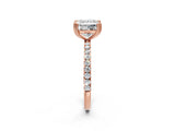 Rose gold Princess Brilliant Solitaire with Pavé Band and Claw Prong Setting_9
