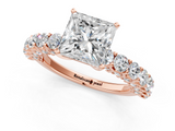 Rose gold Princess Brilliant Solitaire with Pavé Band and Four-Prong Setting_66