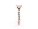 Rose gold Princess Brilliant Solitaire with Pavé Band and Four-Prong Setting_67