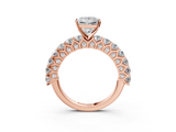Rose gold Princess Brilliant Solitaire with Pavé Band and Four-Prong Setting_68