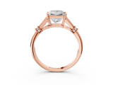 Rose gold Princess Brilliant Solitaire with Pave Band and Four-Prong Setting_23