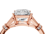 Rose gold Princess Brilliant Solitaire with Pave Band and Four-Prong Setting_24