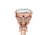 Rose gold Princess Brilliant Solitaire with Pave Band and Four-Prong Setting_25
