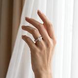 Rose gold Princess Brilliant Solitaire with Side Stones on a Pave Band and Four-Prong Setting_12