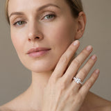 Rose gold Princess Brilliant Solitaire with Side Stones on a Pave Band and Four-Prong Setting_13