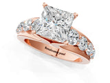 Rose gold Princess Brilliant Solitaire with Side Stones on a Pave Band and Four-Prong Setting_33