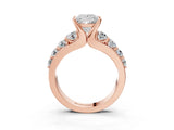 Rose gold Princess Brilliant Solitaire with Side Stones on a Pave Band and Four-Prong Setting_35