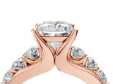 Rose gold Princess Brilliant Solitaire with Side Stones on a Pave Band and Four-Prong Setting_36
