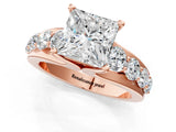 Rose gold Princess Brilliant Solitaire with Side Stones on a Pave Band and Four-Prong Setting_50