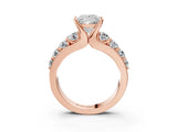 Rose gold Princess Brilliant Solitaire with Side Stones on a Pave Band and Four-Prong Setting_52