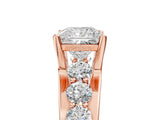 Rose gold Princess Brilliant Solitaire with Side Stones on a Pave Band and Four-Prong Setting_54
