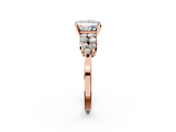 Rose gold Princess Cluster Diamond Engagement Ring with Pavé Band and Four-Prong Setting_57