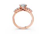 Rose gold Princess Cluster Diamond Engagement Ring with Pavé Band and Four-Prong Setting_58