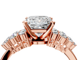 Rose gold Princess Cluster Diamond Engagement Ring with Pavé Band and Four-Prong Setting_59